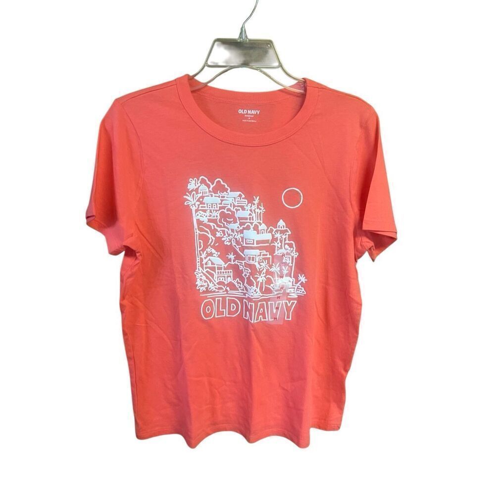 Old Navy Coral / White Tee shirt Sz M NWT